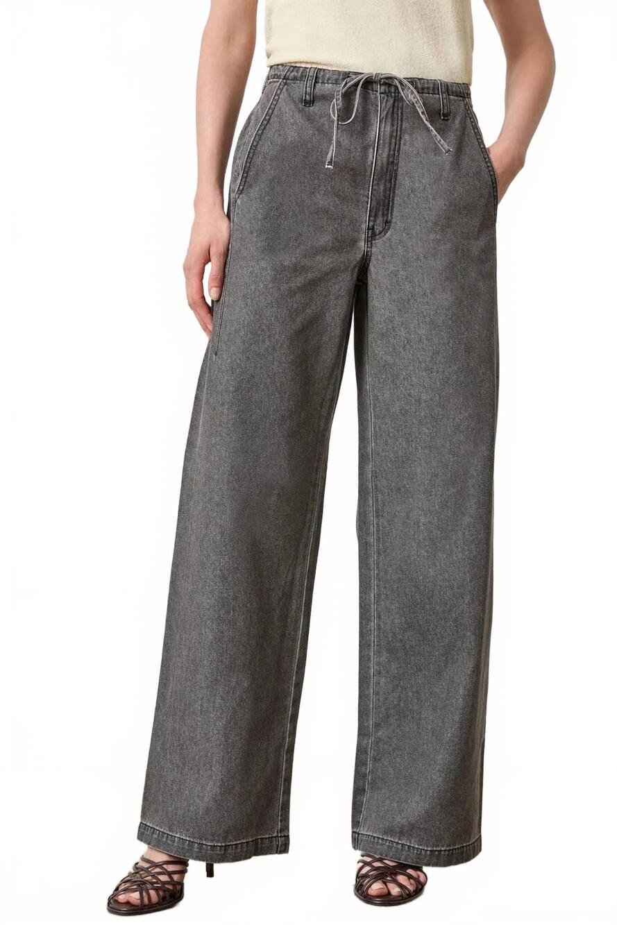 NEW LILLA P straight leg drawcord pant in grey